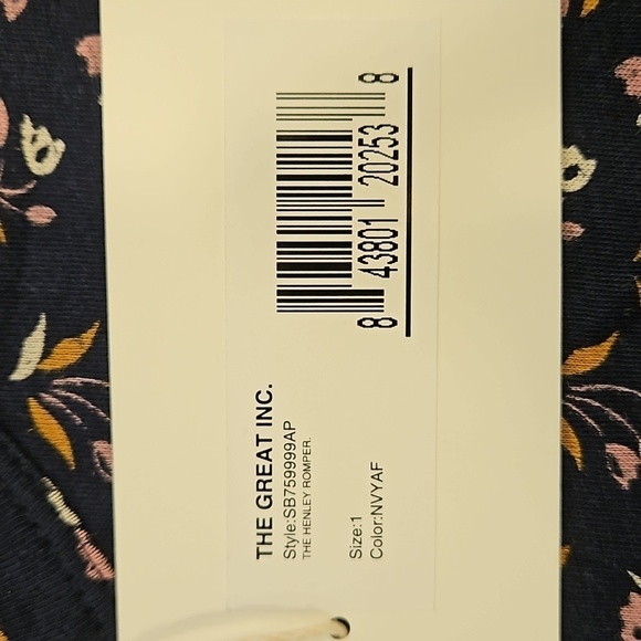 💕THE GREAT💕 The Henley Romper ~ Navy Apron Floral Size 1 Small NWT - Picture 15 of 16